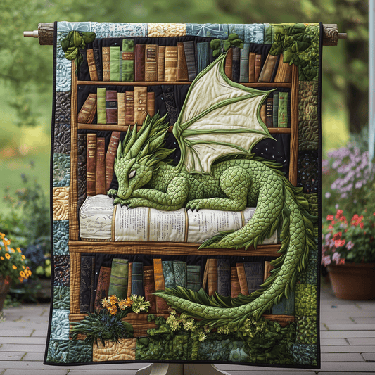 Dragon Bookworm Quilted Blanket
