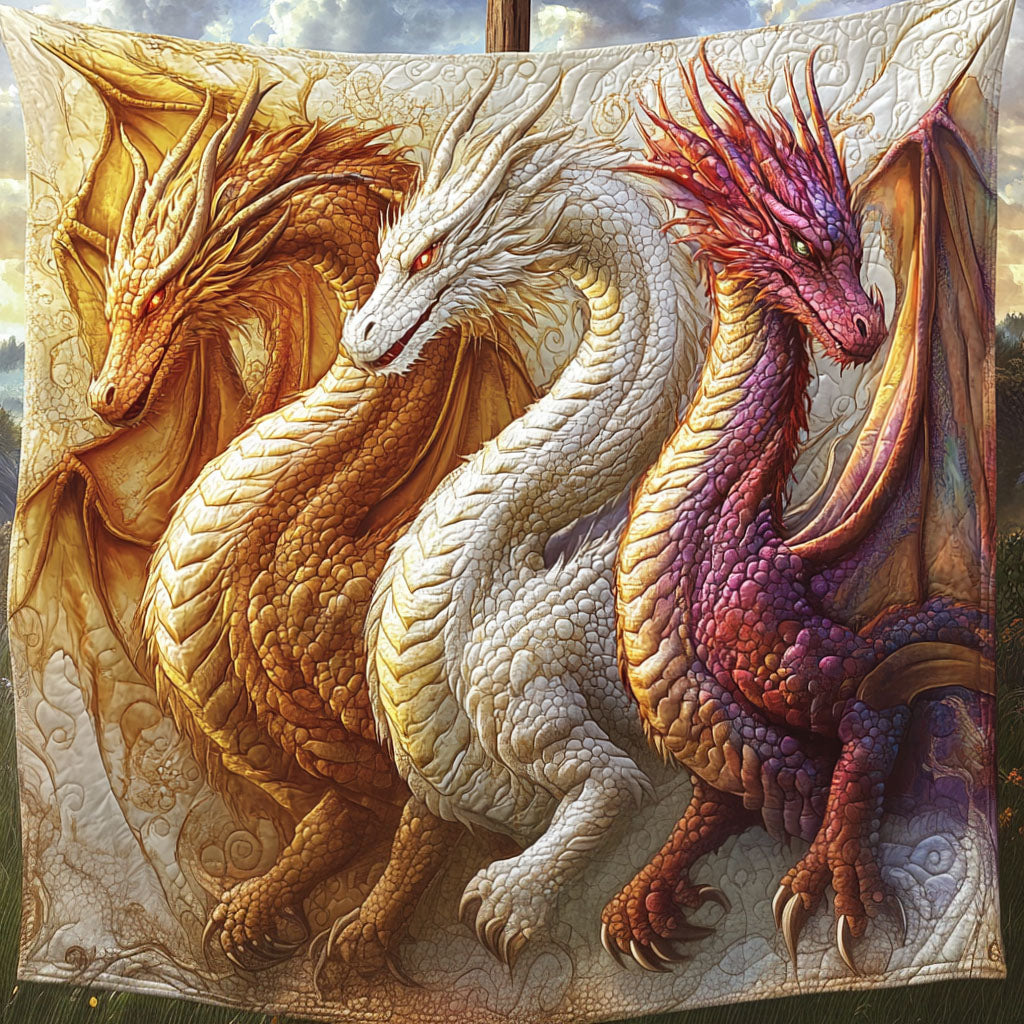 Dragon Dance Quilted Blanket