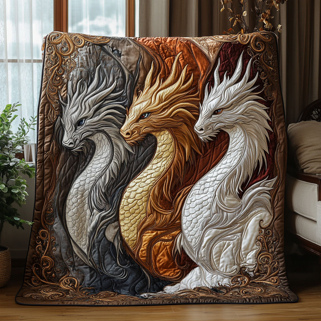 Dragon Family Quilted Blanket