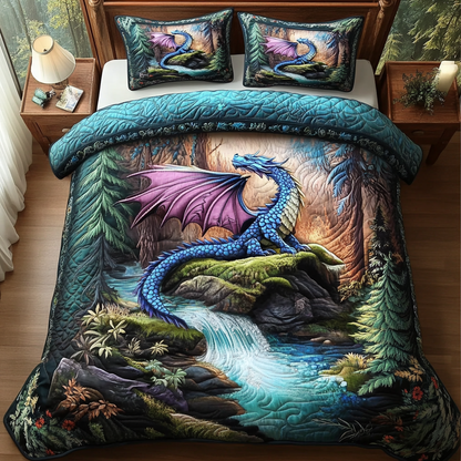 Dragon Flame 3-Piece Quilted Bedding Set