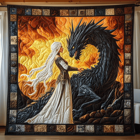 Dragon Guardian Quilted Blanket