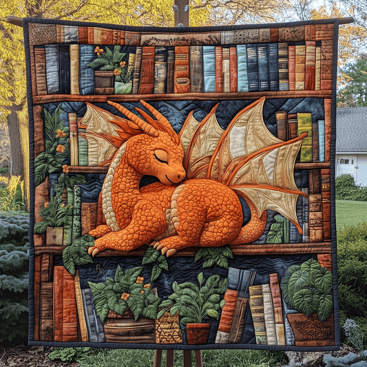Dragon Library Quilted Blanket