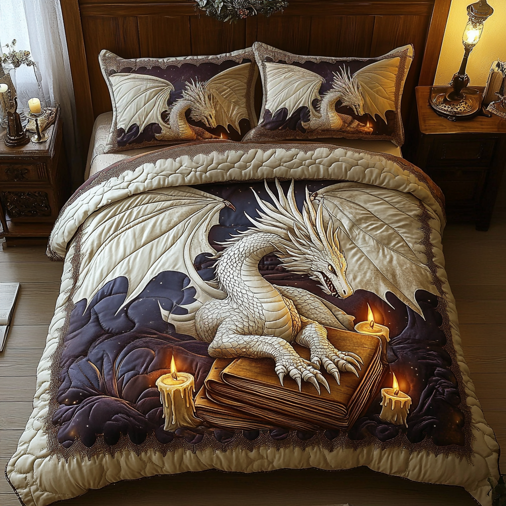 Dragon Mist 3-Piece Quilted Bedding Set