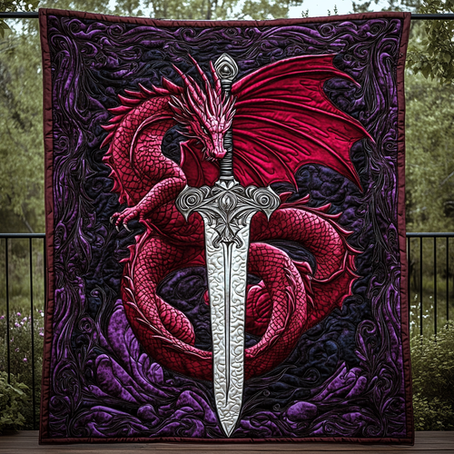 Dragon Sword Quilted Blanket