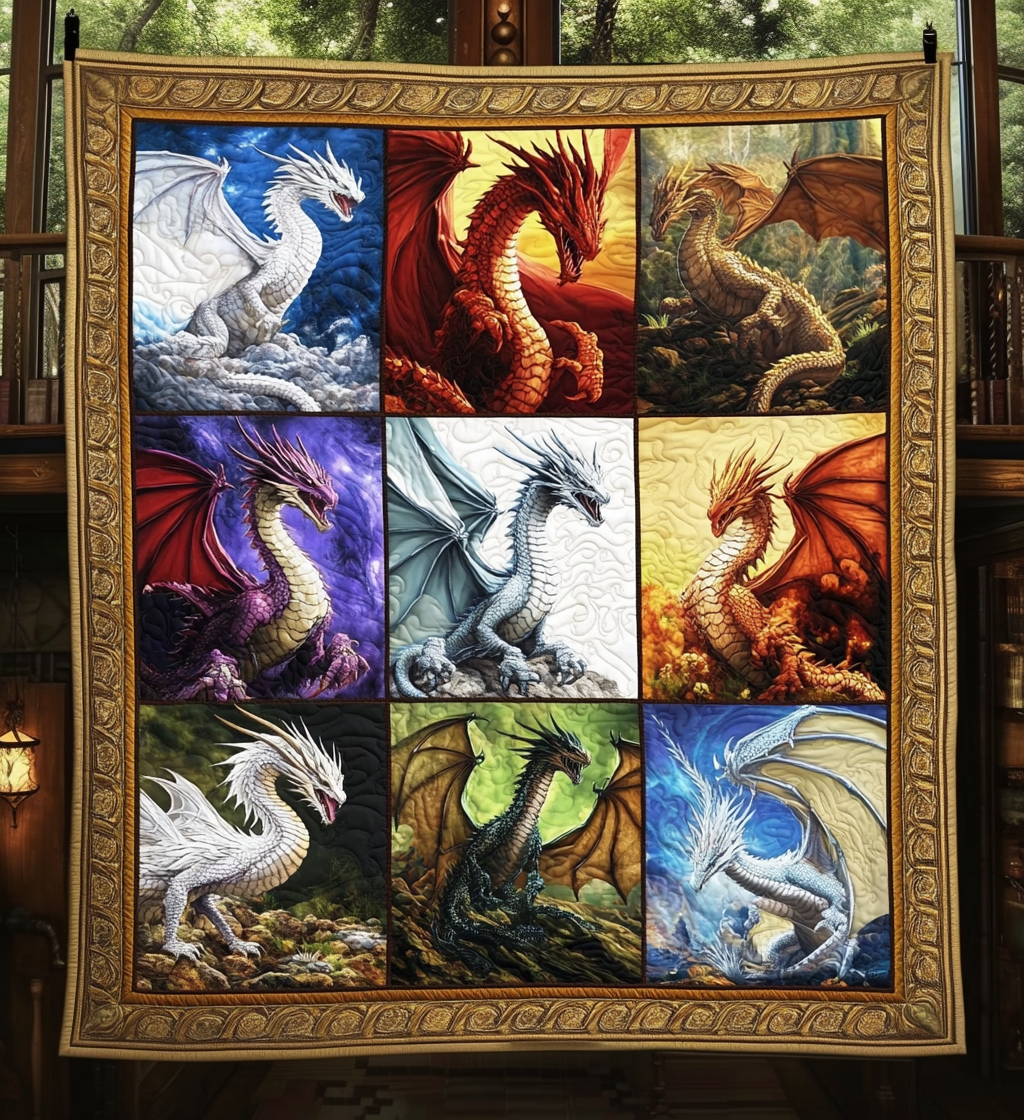 Dragon Symphony Quilted Blanket