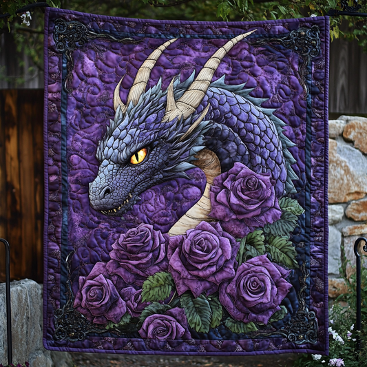 Dragon Violet Quilted Blanket