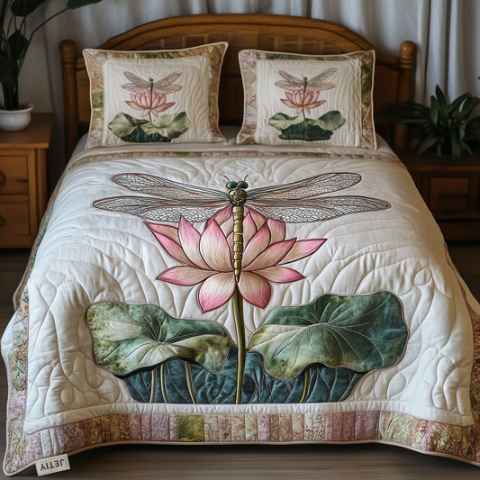 Dragonfly Bloom 3-Piece Quilted Bedding Set