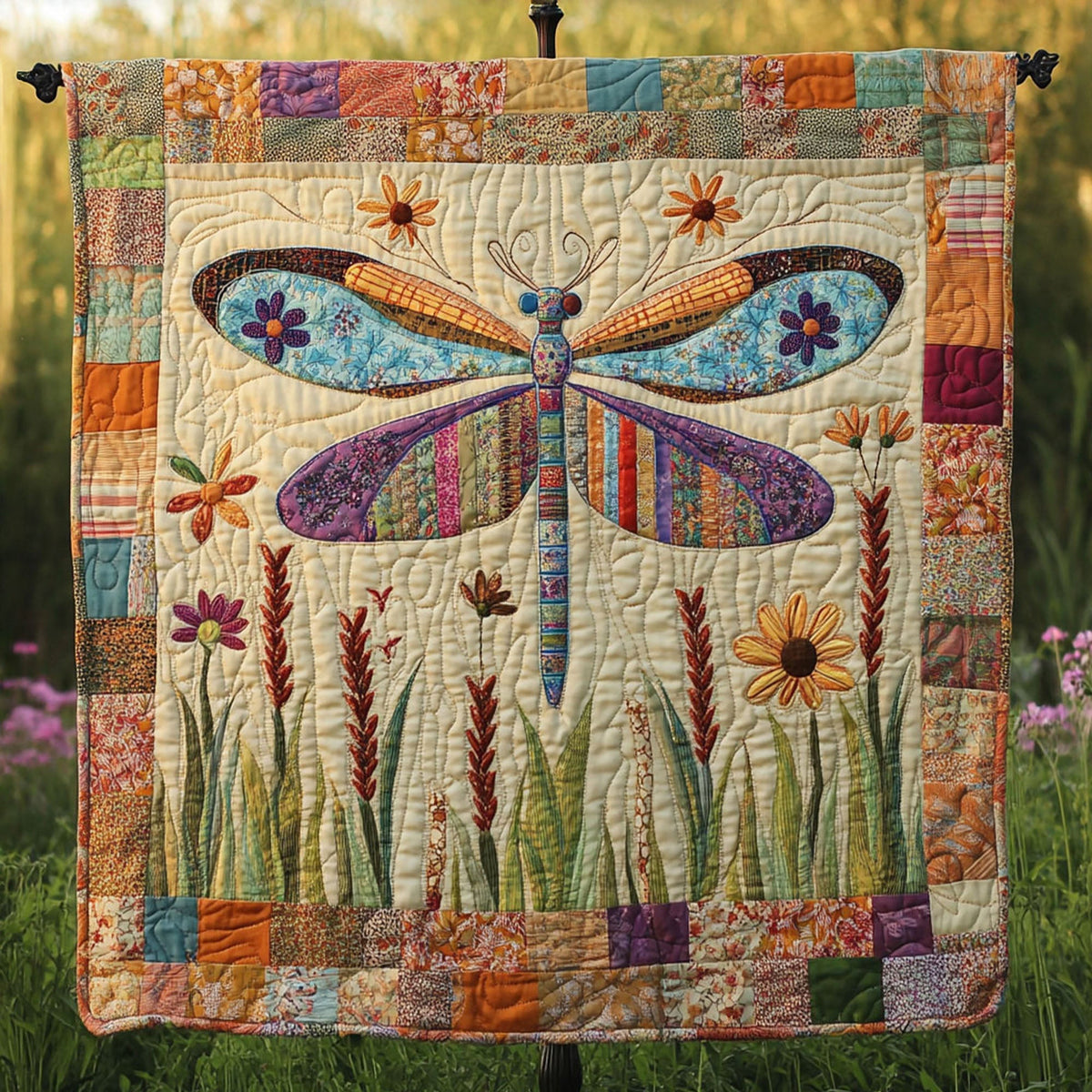 Dragonfly Dance Quilted Blanket