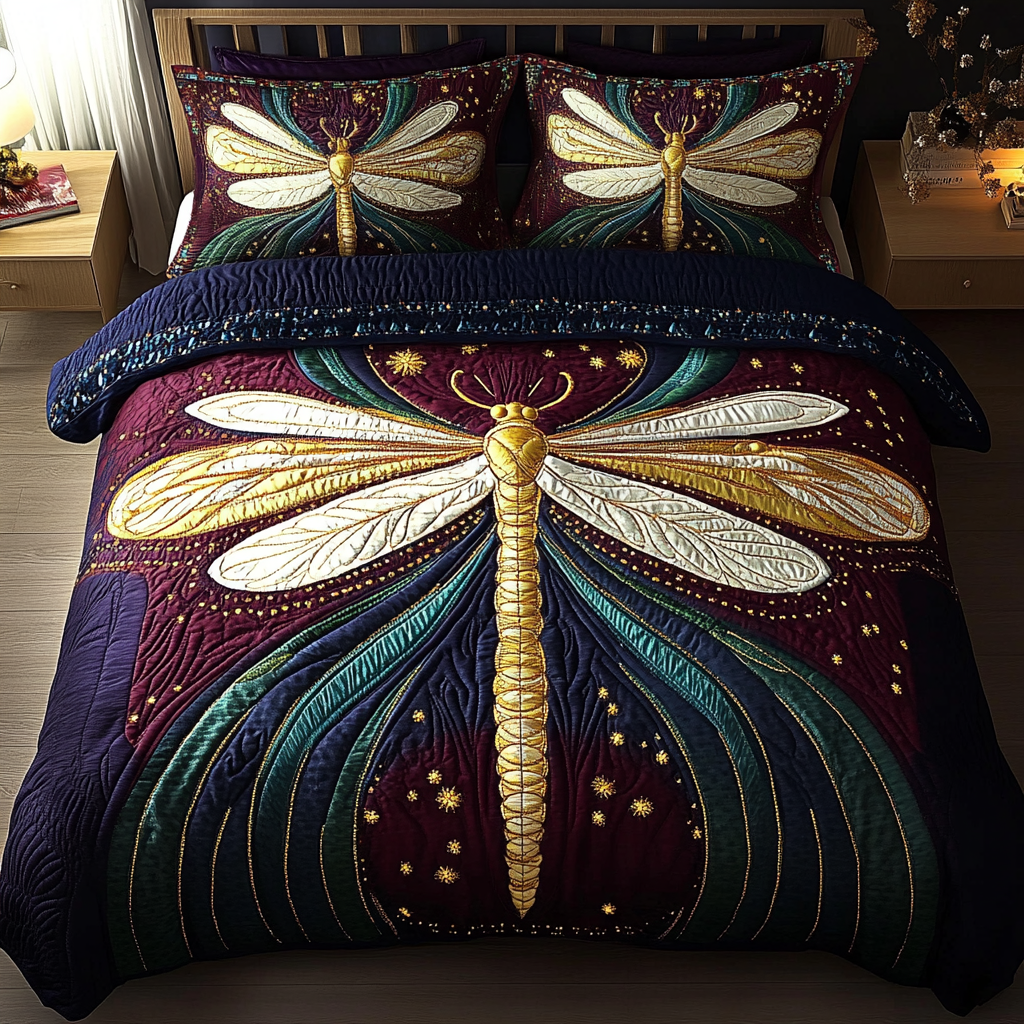 Dragonfly Dreams 3-Piece Quilted Bedding Set