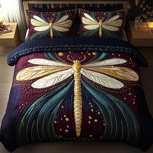 Dragonfly Dreams 3-Piece Quilted Bedding Set