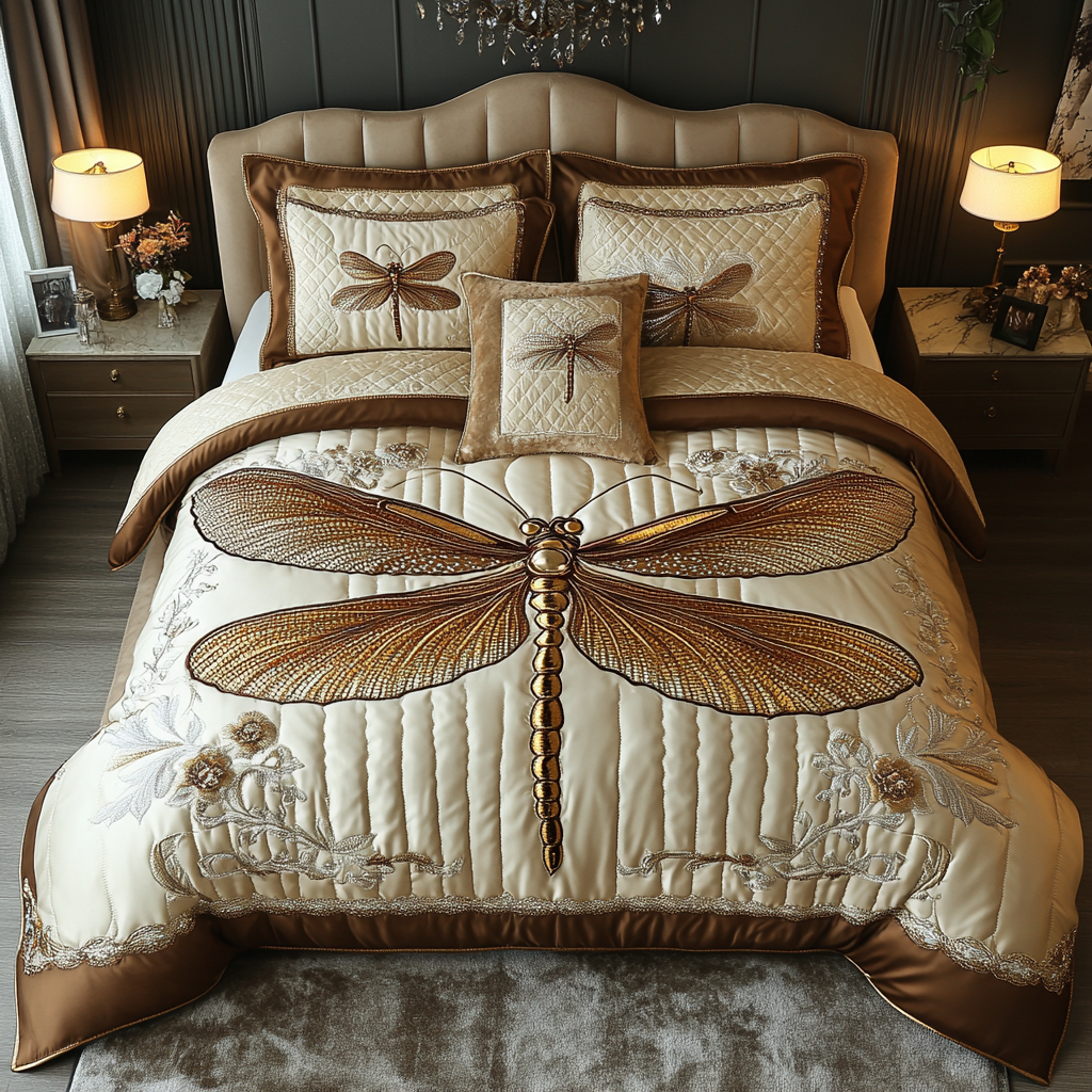 Dragonfly Garden 3-Piece Quilted Bedding Set