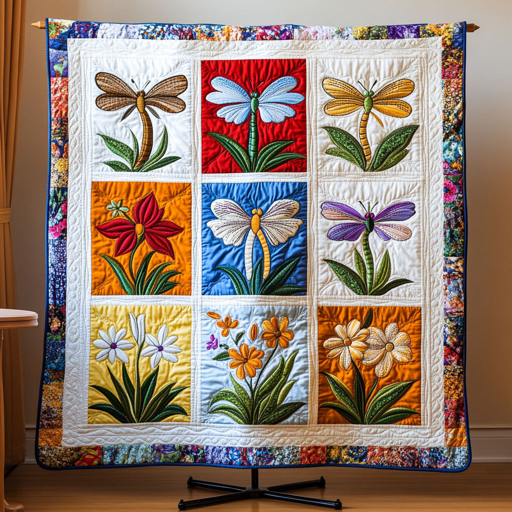 Dragonfly Radiance Quilted Blanket