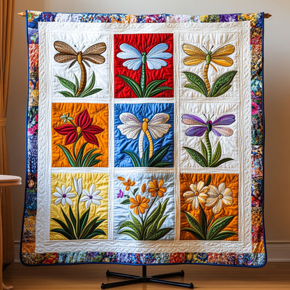 Dragonfly Radiance Quilted Blanket