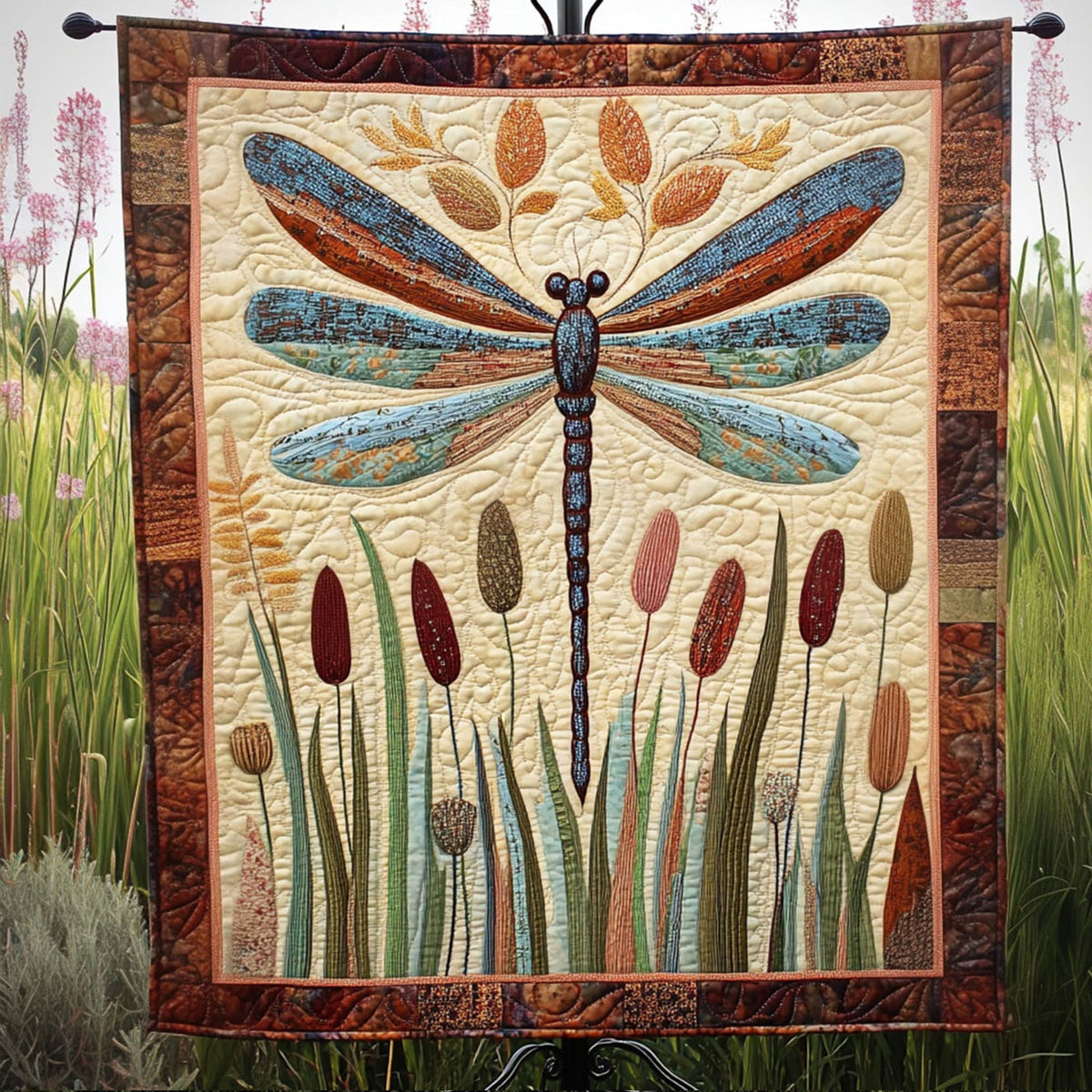 Dragonfly Reflection Quilted Blanket
