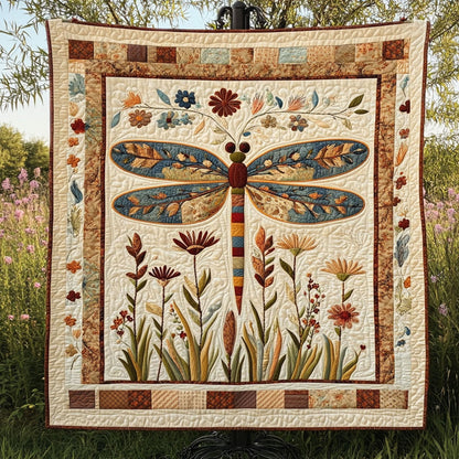 Dragonfly in the Breeze Quilted Blanket