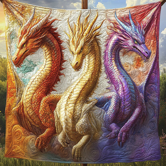 Dragons of Fate Quilted Blanket