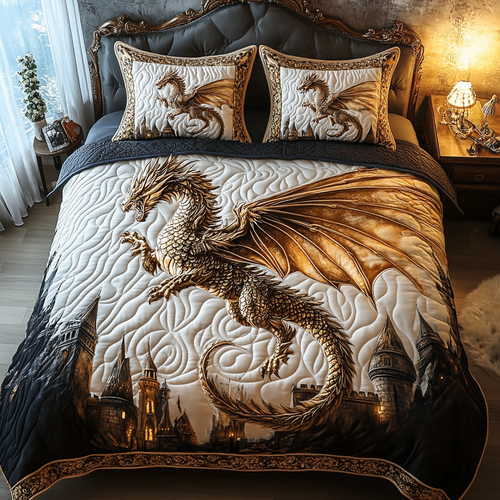 Dragonspire Dreams 3-Piece Quilted Bedding Set