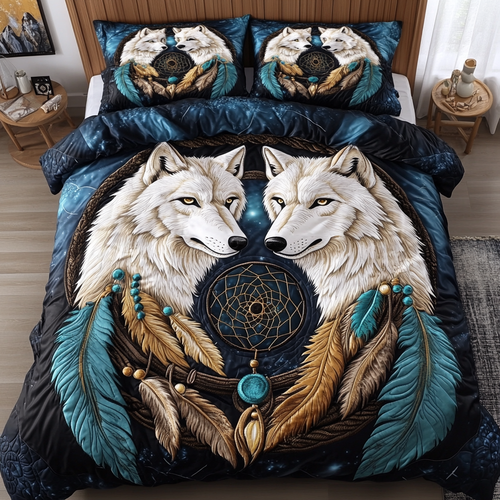 Dreamcatcher Wolves 3-Piece Quilted Bedding Set