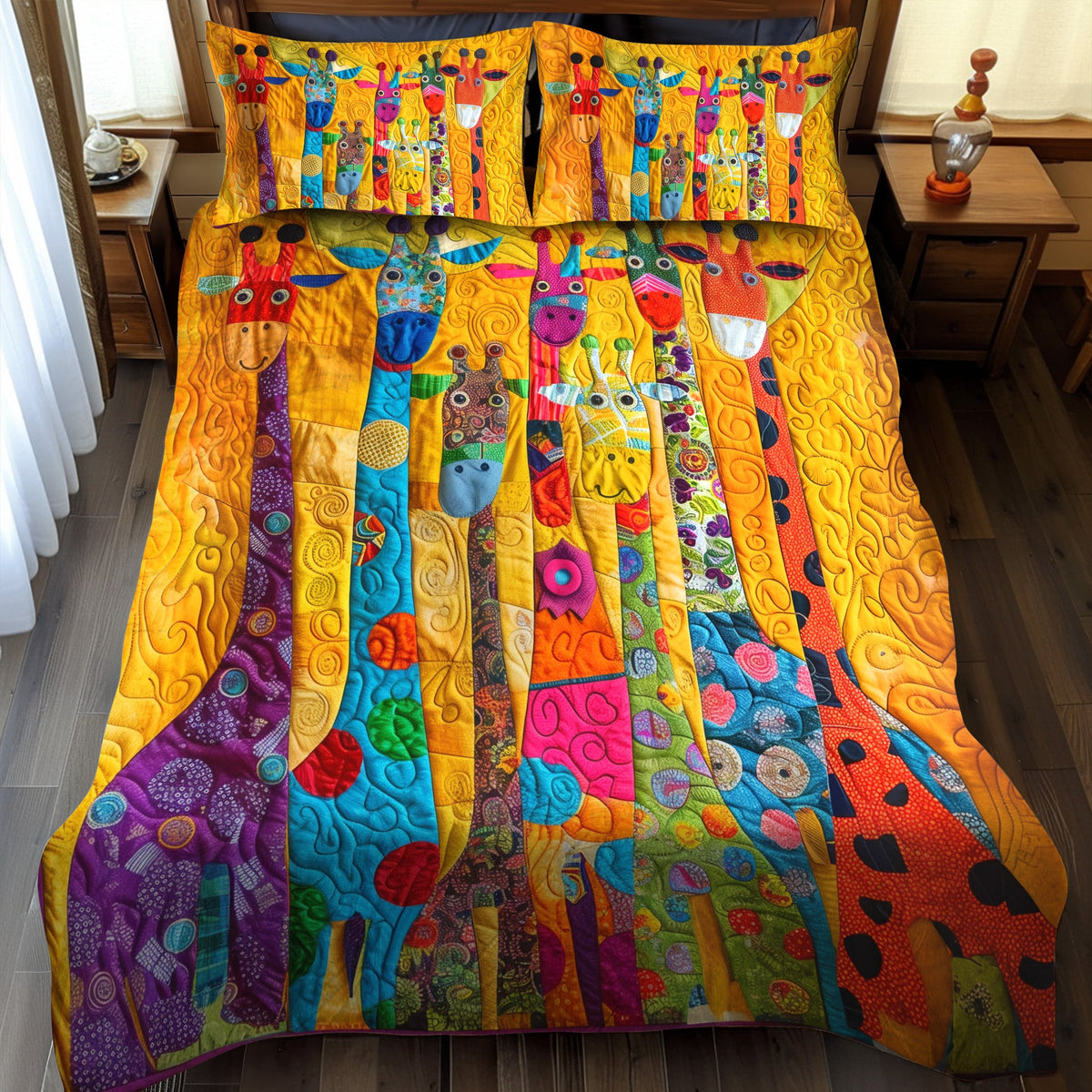 Dreamy Giraffe 3-Piece Quilted Bedding Set