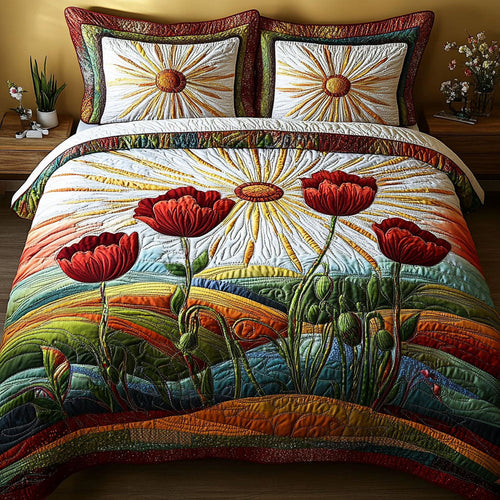 Dreamy Blossoms 3-Piece Quilted Bedding Set