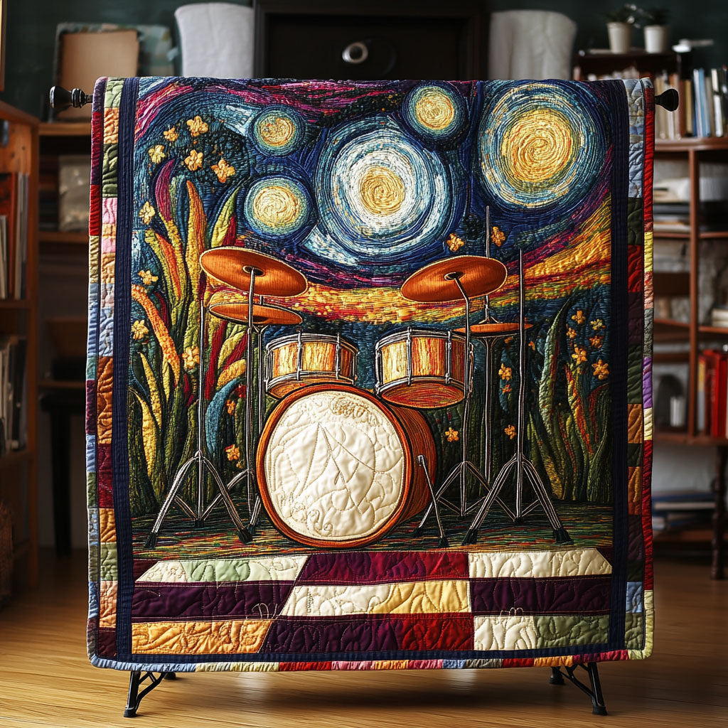 Drumset in Paradise Quilted Blanket