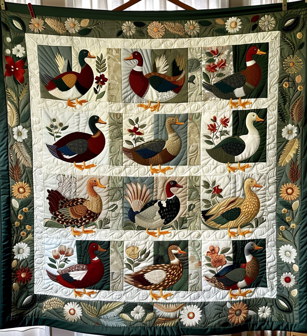 Duck Farm Quilted Blanket