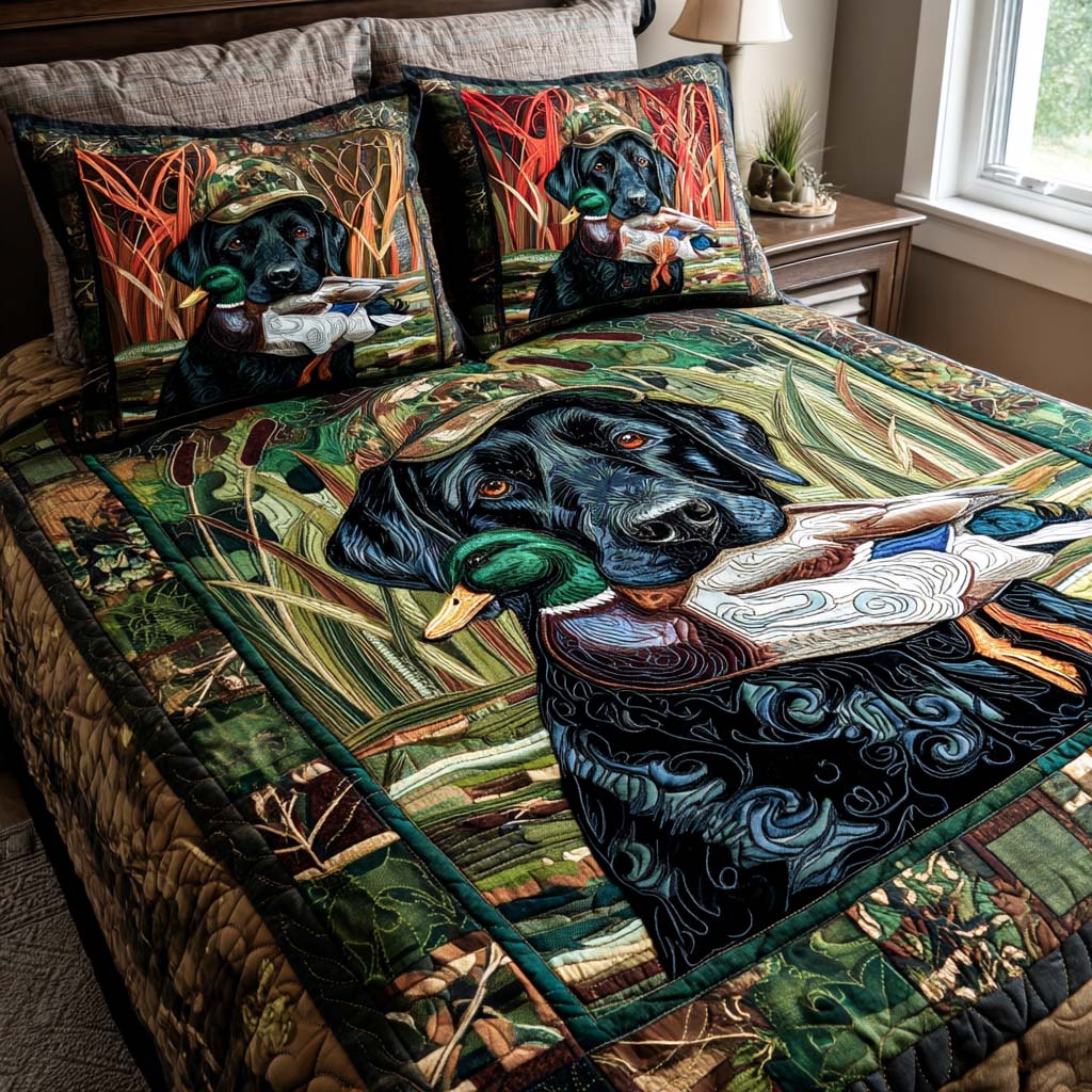 Duck Retriever 3-Piece Quilted Bedding Set