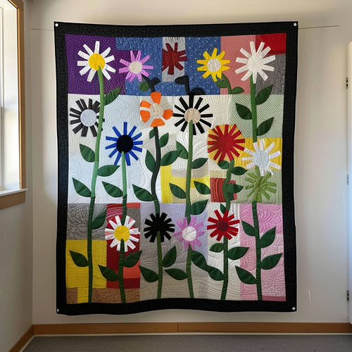 Dynamic Blooms Quilted Blanket