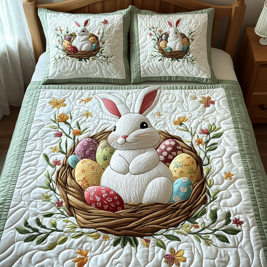 Easter Bunny 3-Piece Quilted Bedding Set