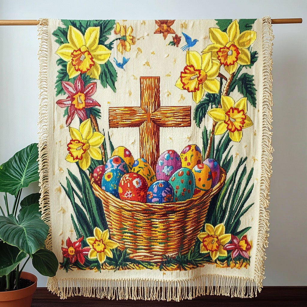 Easter Cross Woven Throw Blanket