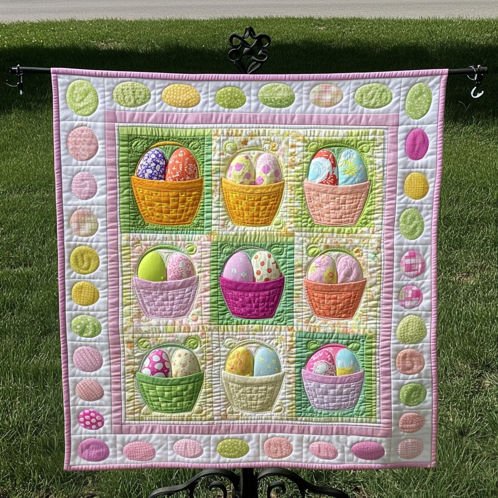 Easter Egg Baskets Quilted Blanket