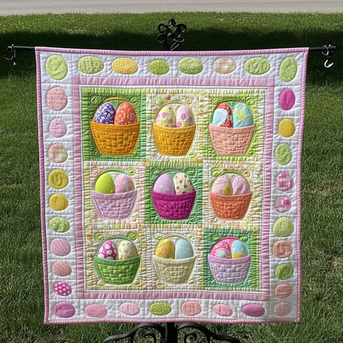 Easter Egg Baskets Quilted Blanket