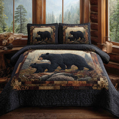 Echo Ridge Black Bear 3-Piece Quilted Bedding Set