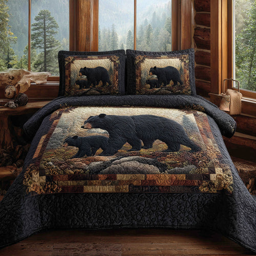 Echo Ridge Black Bear 3-Piece Quilted Bedding Set