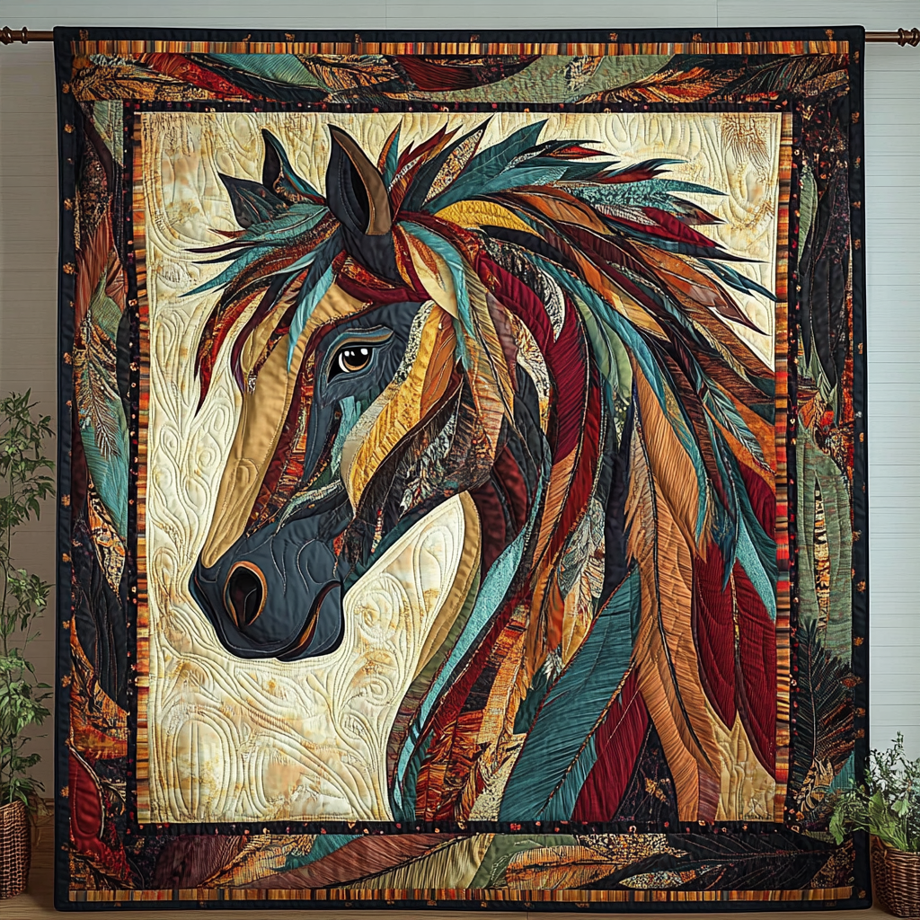Echoes of Hooves Quilted Blanket
