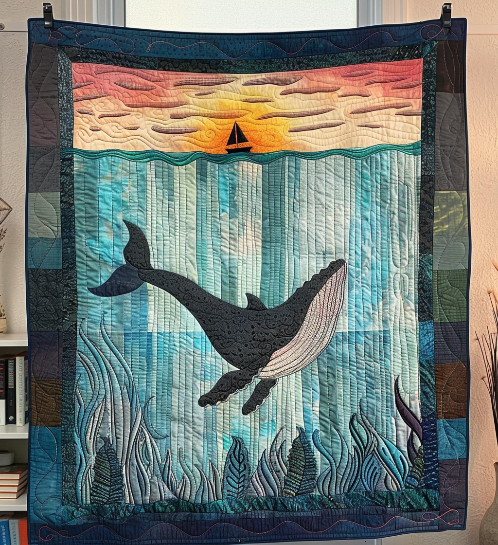 Echoes of the Deep Quilted Blanket