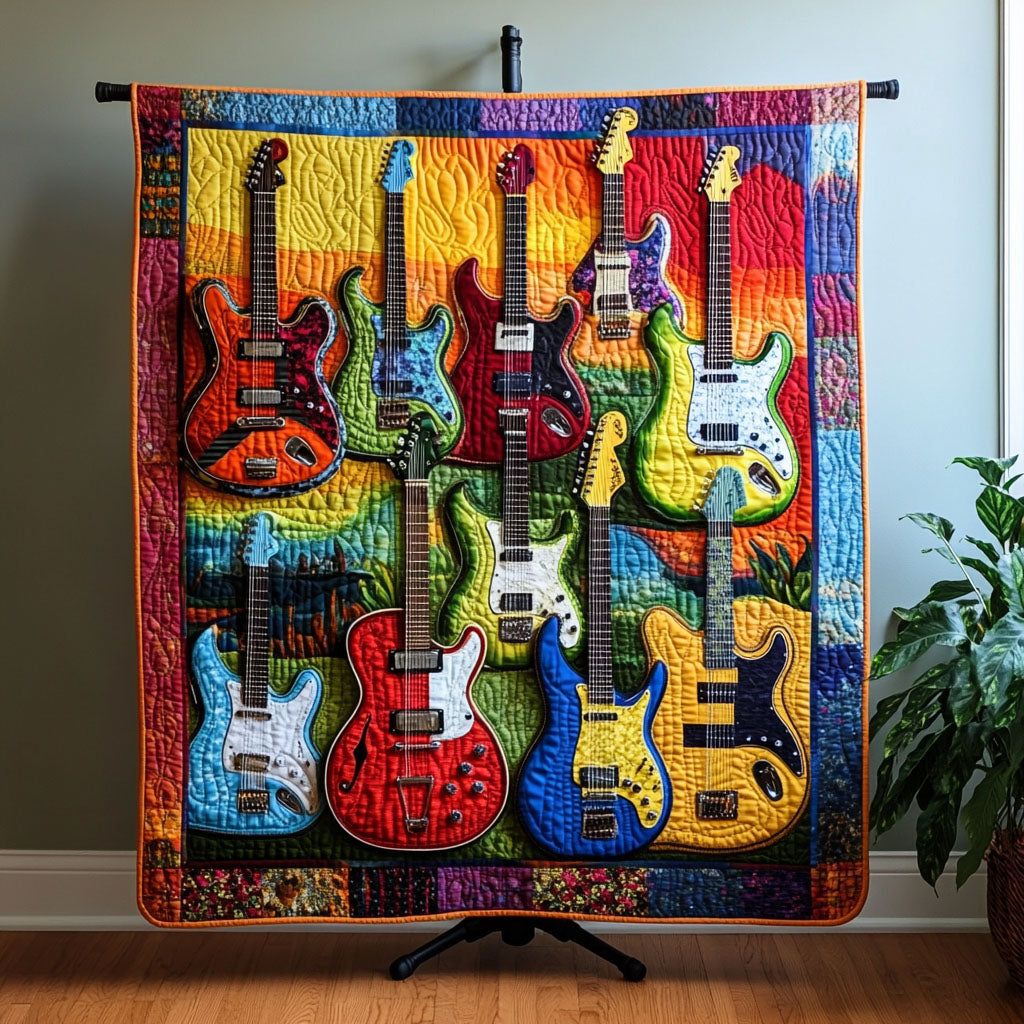Electric Rhythm Quilted Blanket