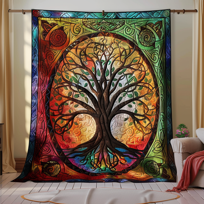 Elegant Celtic Tree of Life Quilted Blanket
