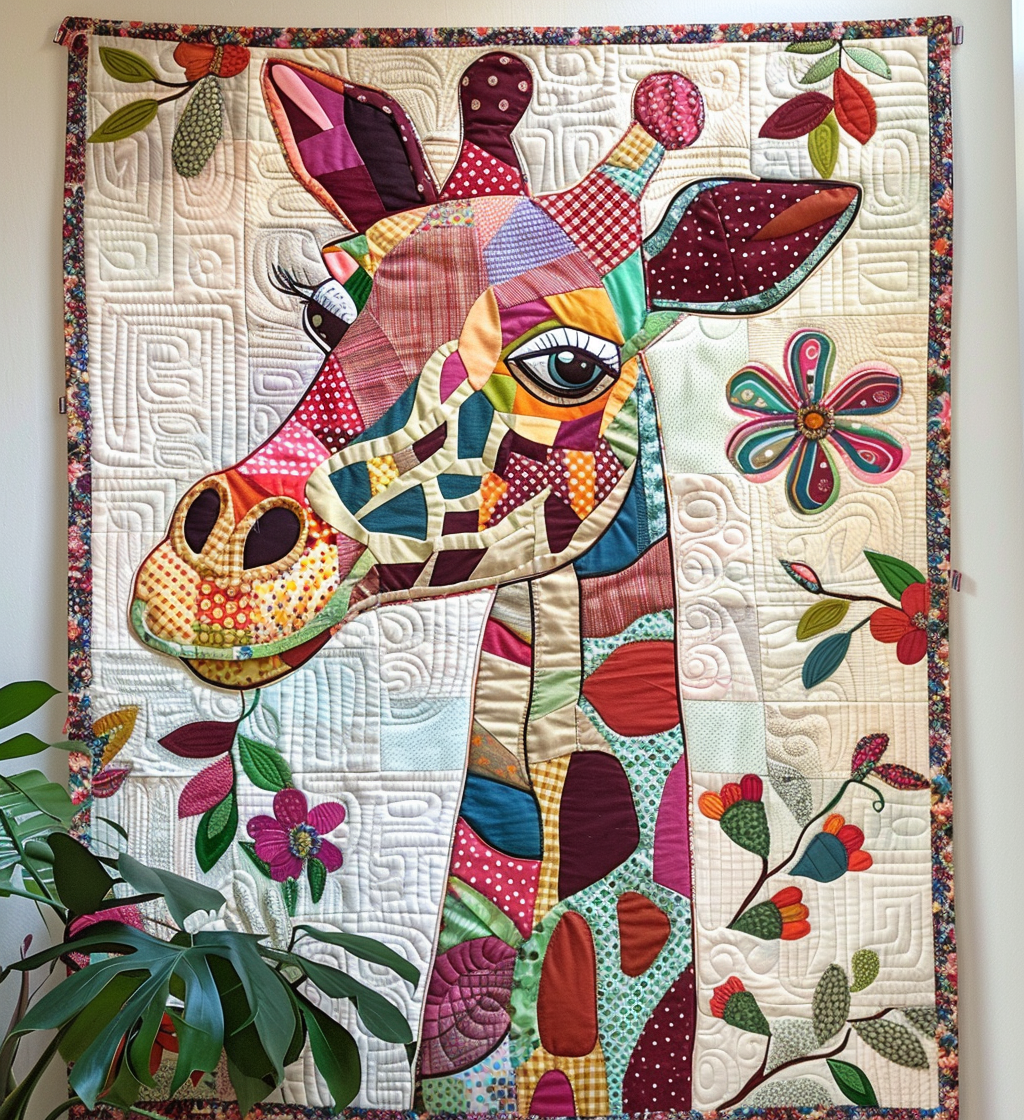 Elegant Giraffe Quilted Blanket