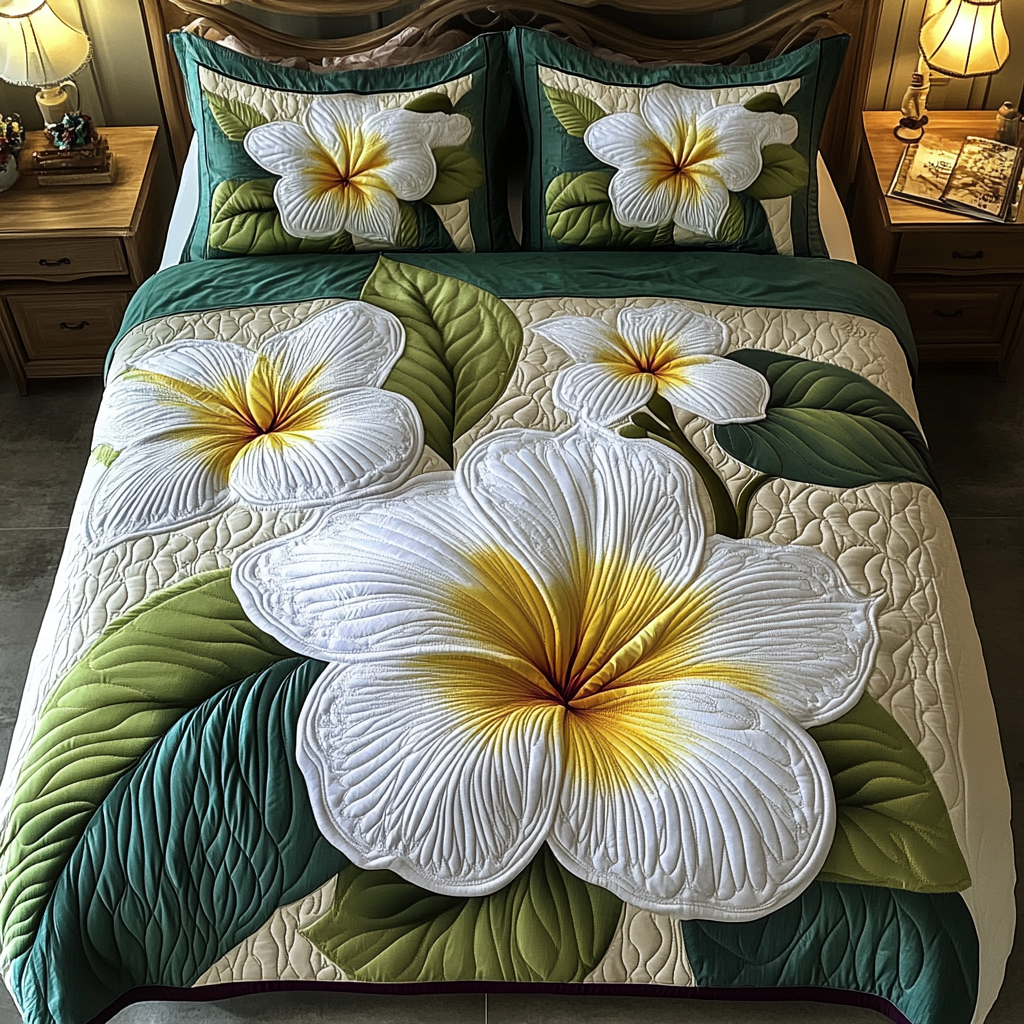 Elegant Bloom 3-Piece Quilted Bedding Set