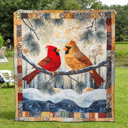 Elegant Cardinals Quilted Blanket