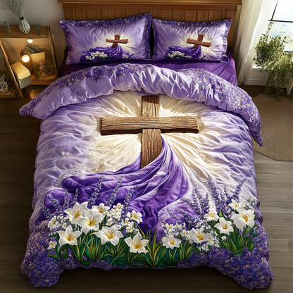 Elegant Cross 3-Piece Quilted Bedding Set
