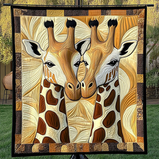 Elegant Giraffe Duo Quilted Blanket