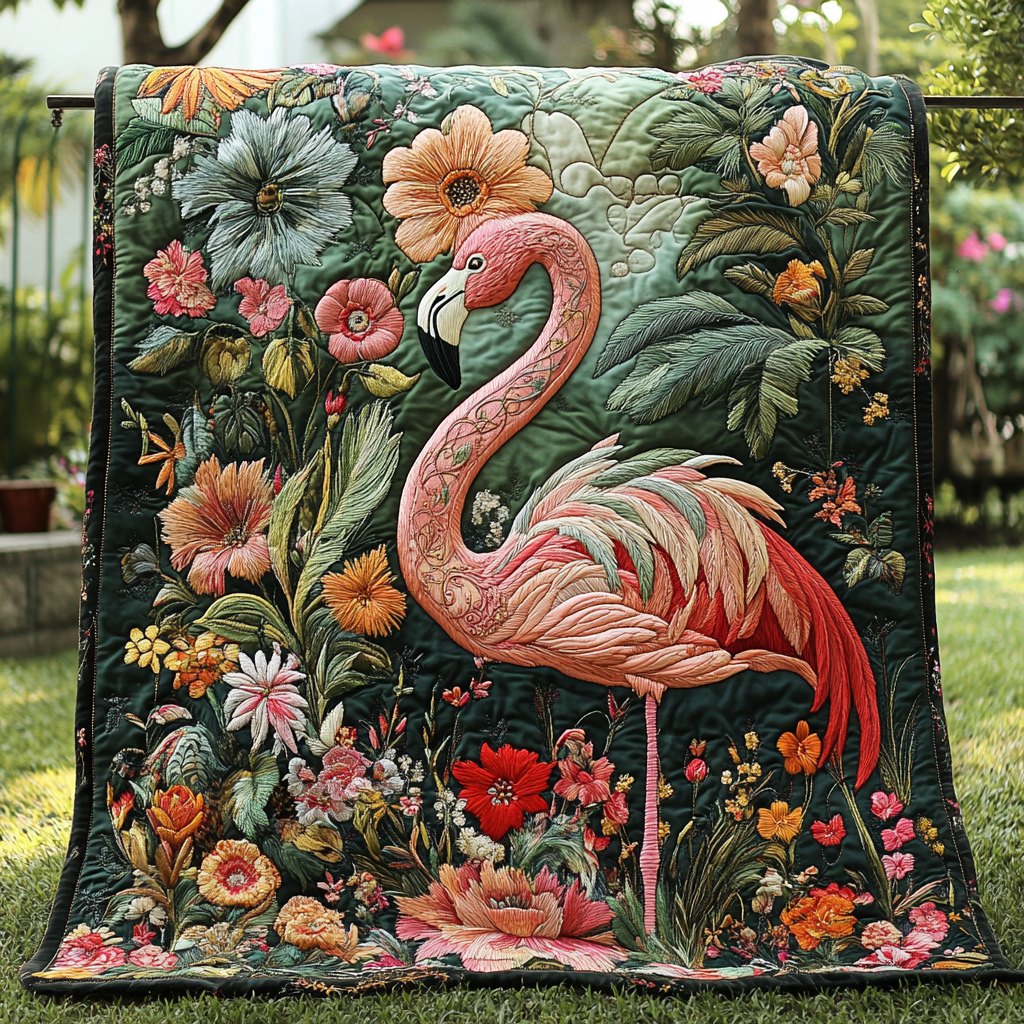 Elegant Plumes Quilted Blanket