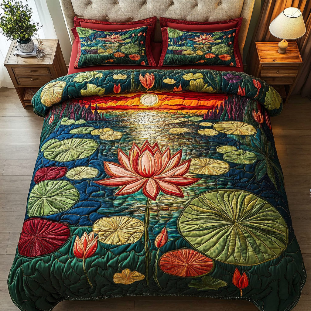 Elegant Waters 3-Piece Quilted Bedding Set