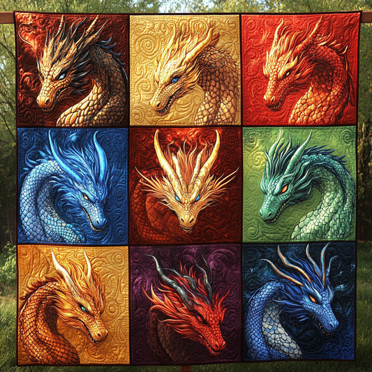Elemental Dragons Quilted Blanket