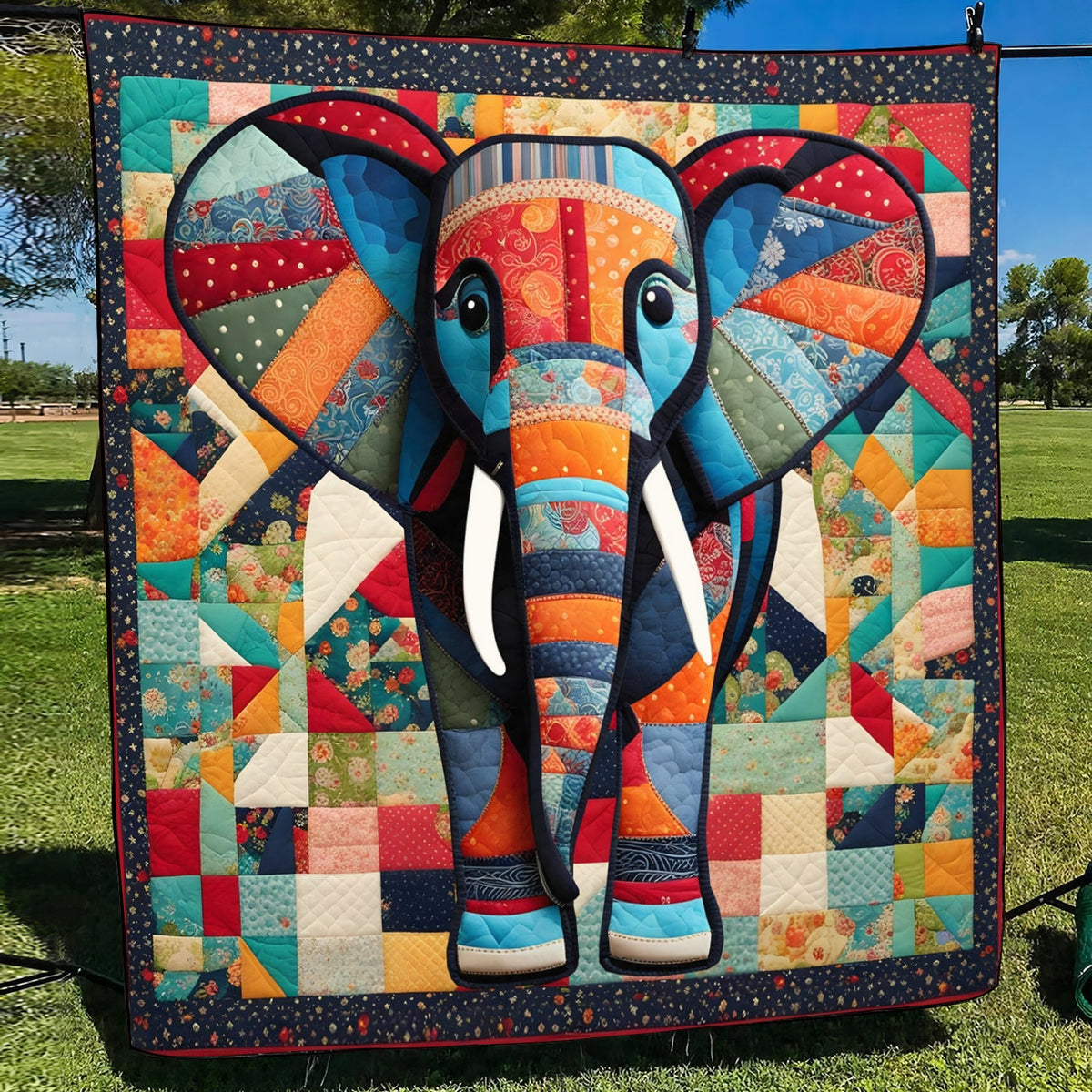 Charming Elephant Quilted Blanket