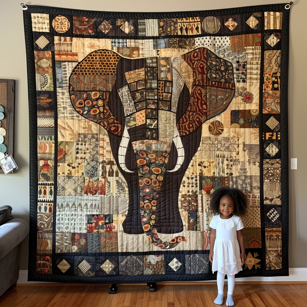 Elephant Forest Quilted Blanket