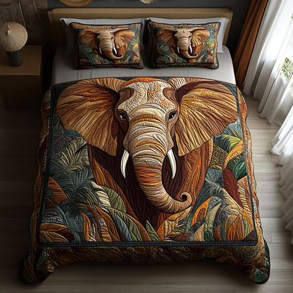 Elephant 3-Piece Quilted Bedding Set
