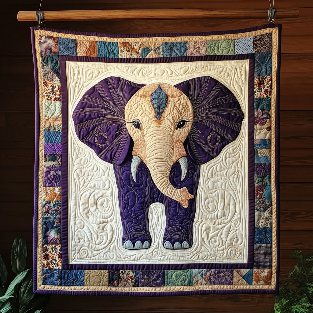 Elephant Patch Parade Quilted Blanket